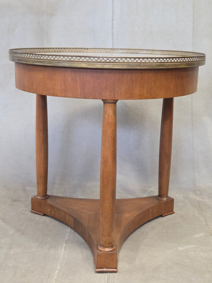 Antique 1930s French Empire or Art Deco Cherry Guéridon Table with Black Marble