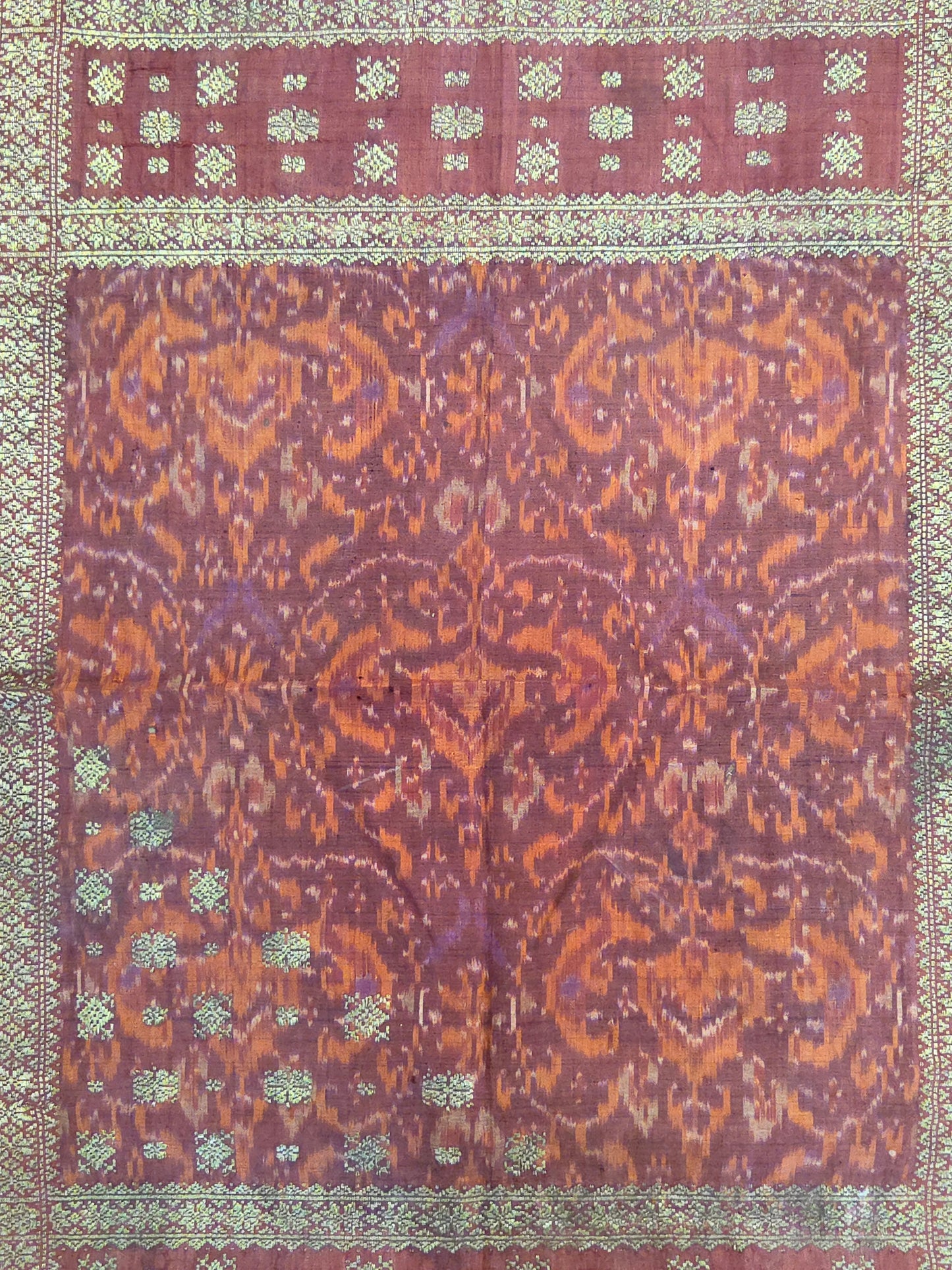 Antique Early 20th century Malaysian Ikat Songket Head Cloth from Sumatra