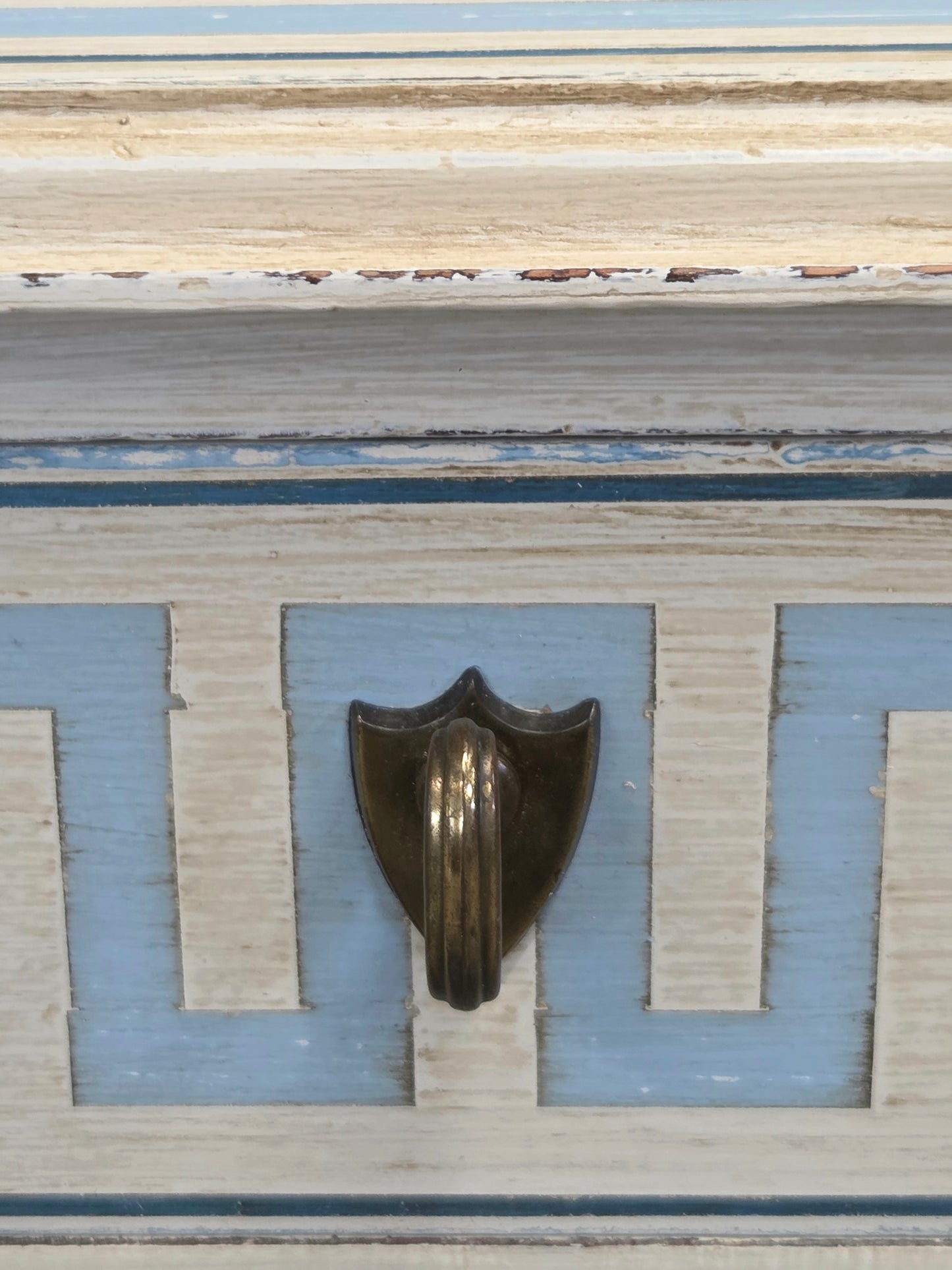 Vintage Mahogany Nightstands With Handpainted Greek Key Motif - A Pair