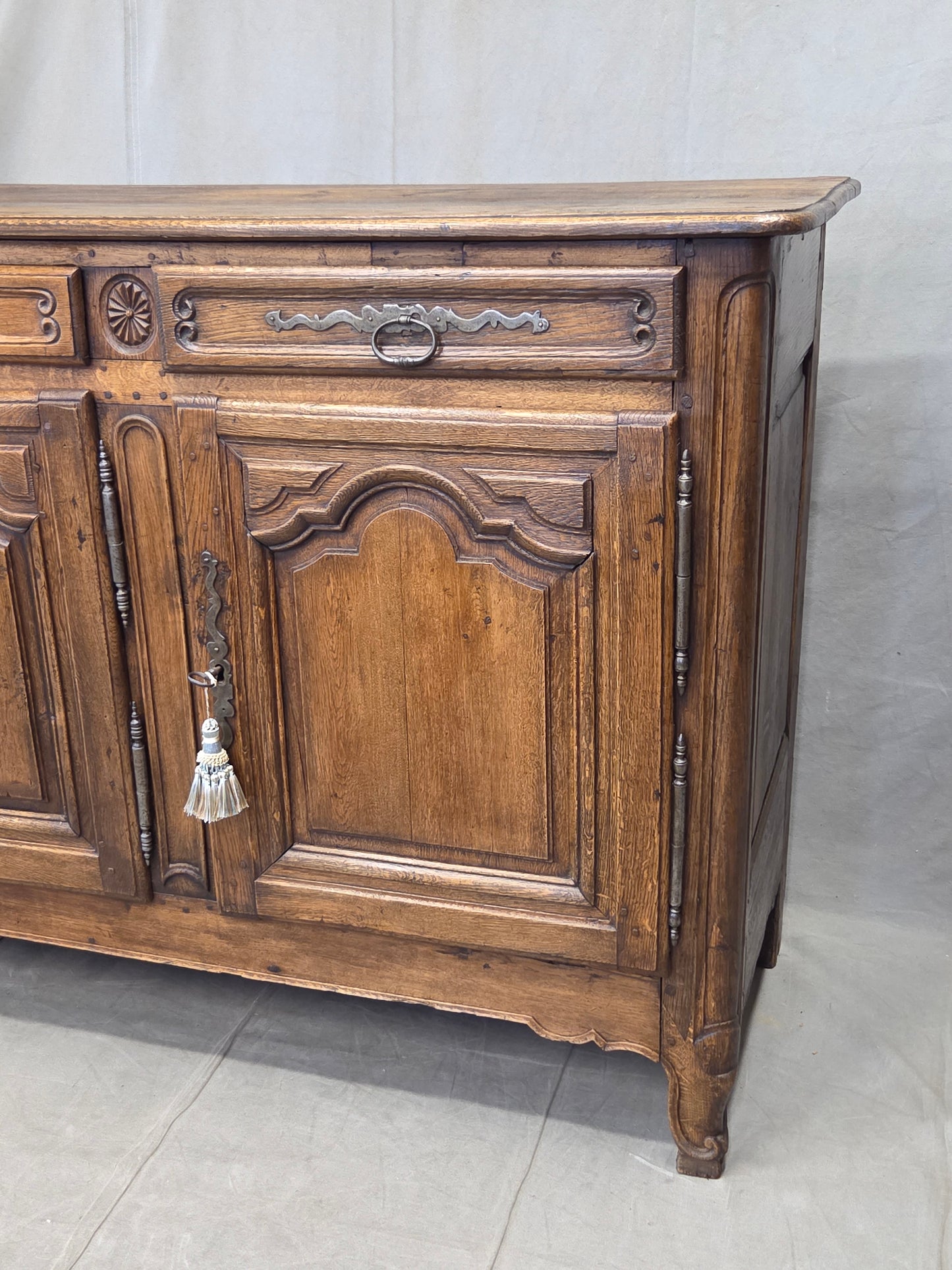 Antique 19th Century French Provincial Oak Buffet with Lined Interior
