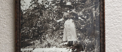 Antique Early 20th Century American Photograph of Woman Fishing