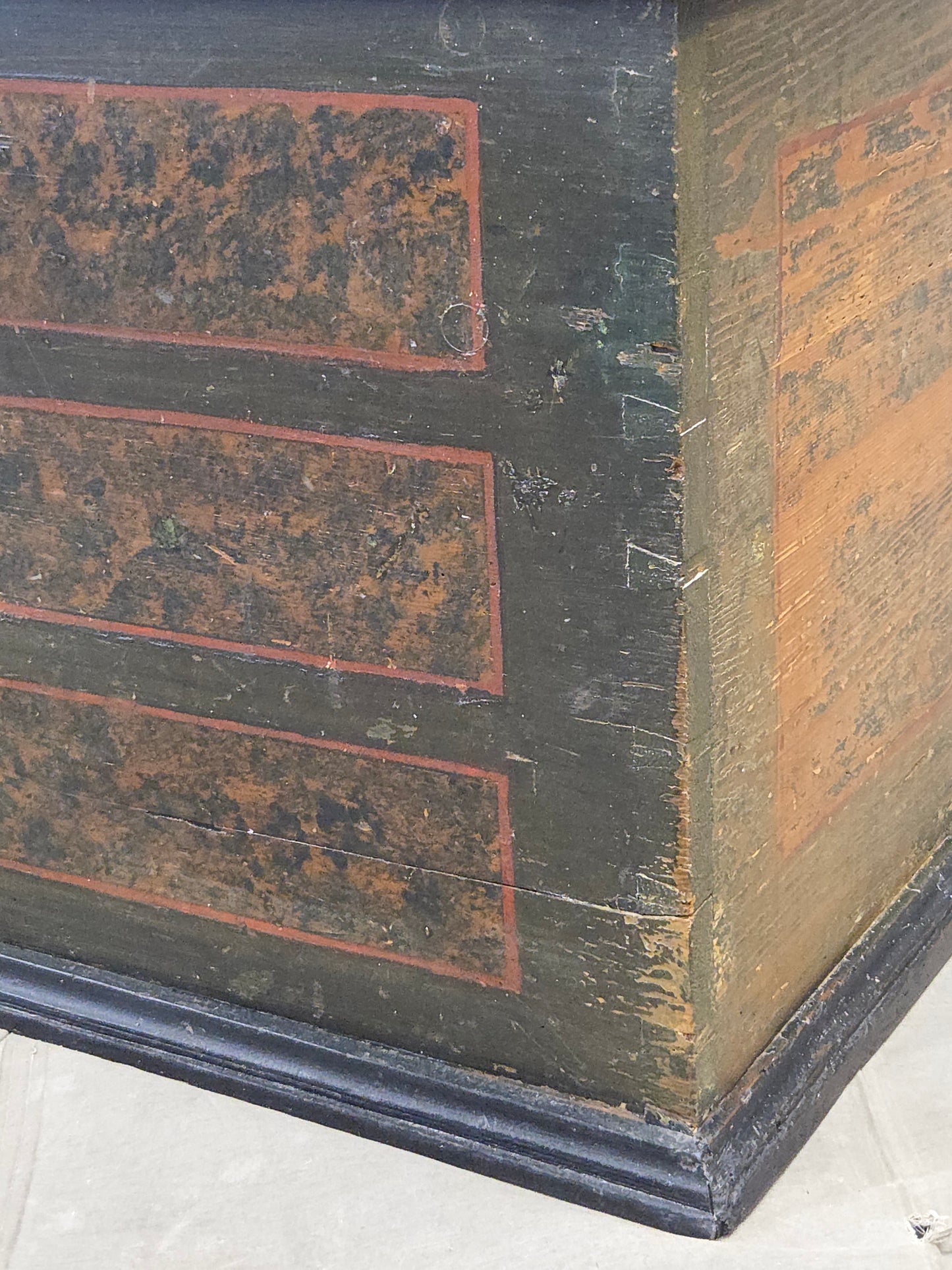 Antique European (German or Czechia) Pine Blanket Chest With Original Paint