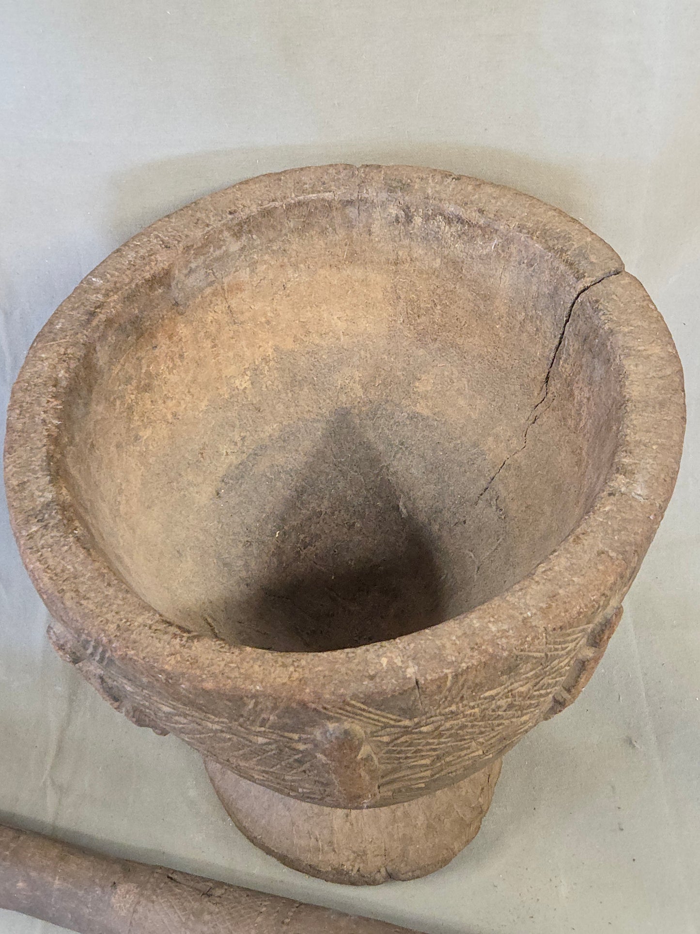 Old African Dogon Hand Carved Wood Oversized Mortar and Pestle
