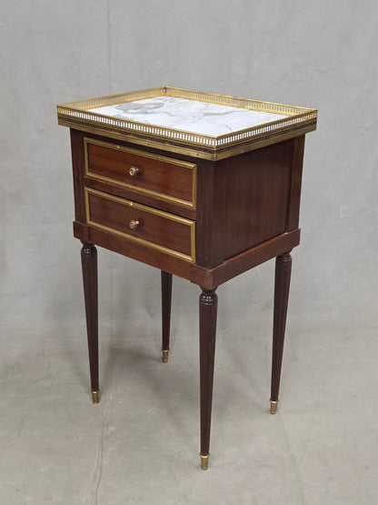 Vintage Mahogany and Marble Spanish Nightstands With Brass Ormolu - A Pair