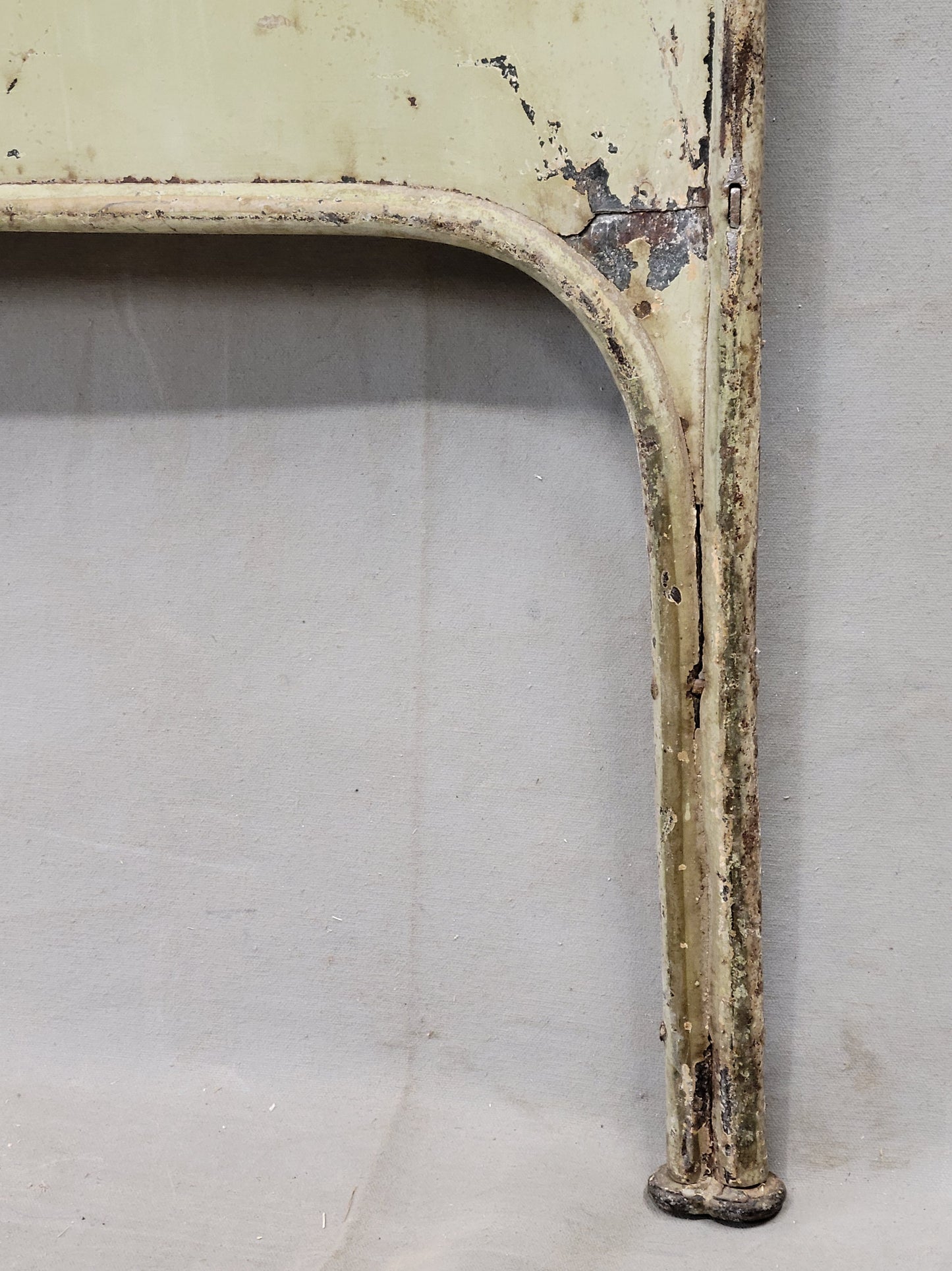 Antique French Art Nouveau Painted Iron and Brass Twin Headboard