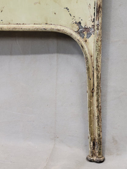 Antique French Art Nouveau Painted Iron and Brass Twin Headboard