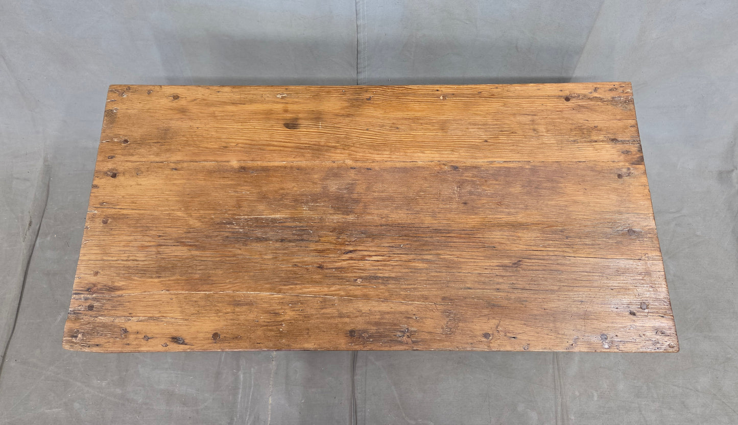Vintage Rustic Southwestern Painted Pine Coffee Table