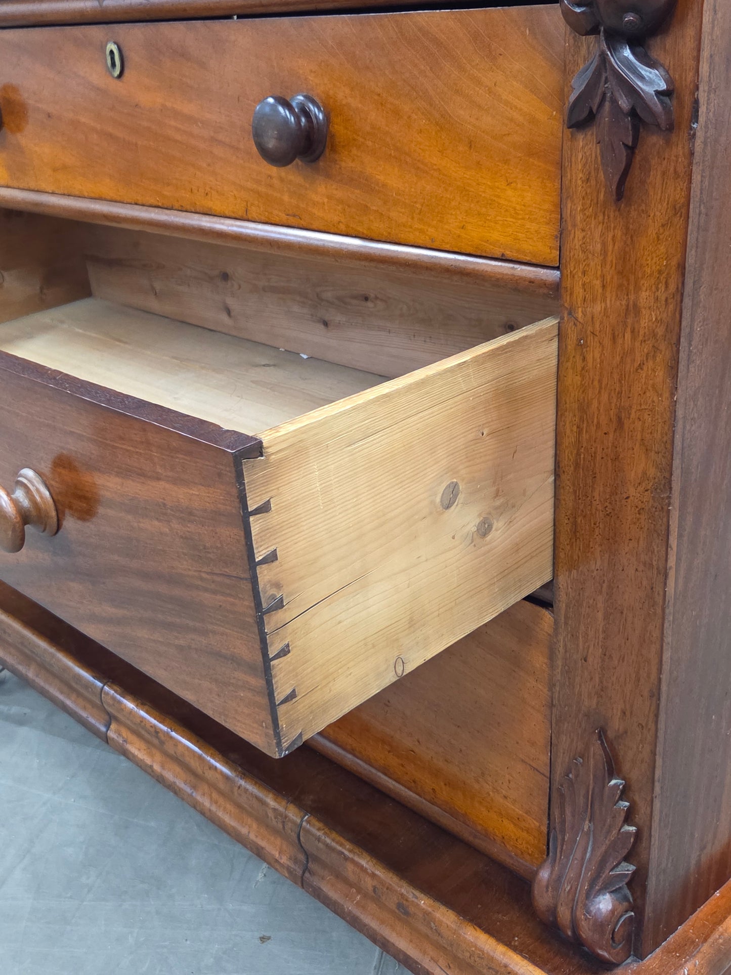Antique 19th Century Flame Mahogany High Victorian Scotch Chest