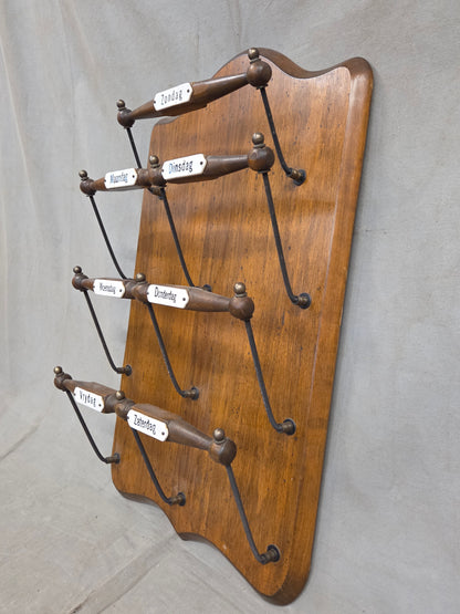 Antique Dutch Wall Mounted Organizational Rack for Newspapers/Magazines