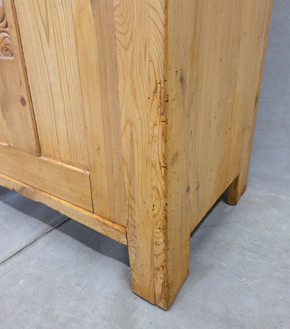 Antique European Pine and Marble Side Table or Nightstand