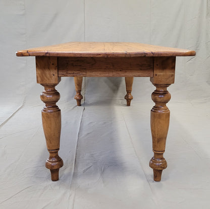 Vintage English Rustic Pine 8' Long Farmhouse Dining Table