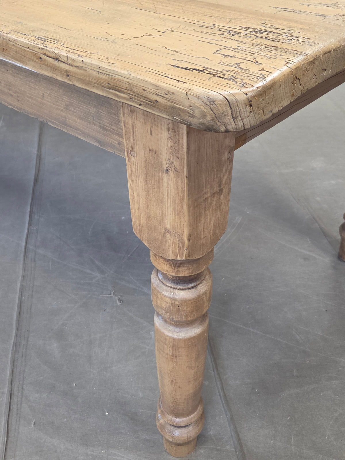 Antique 1920s English Weathered Pine Farmhouse 7' Long Kitchen or Dining Table