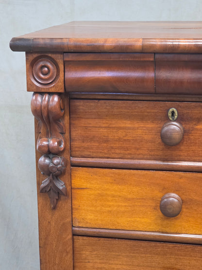 Antique 19th Century Flame Mahogany High Victorian Scotch Chest