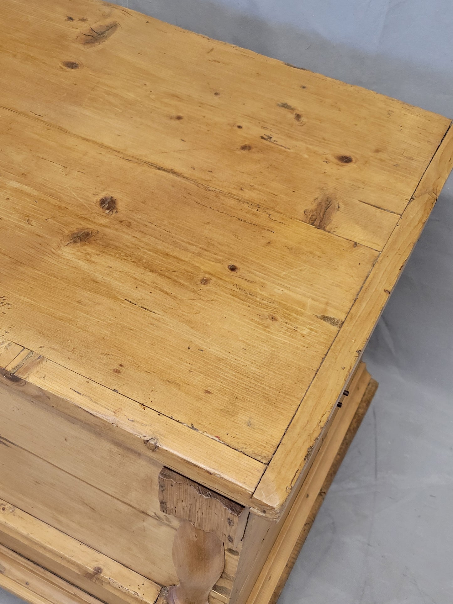 Antique Eastern European Natural Waxed Pine Blanket Chest