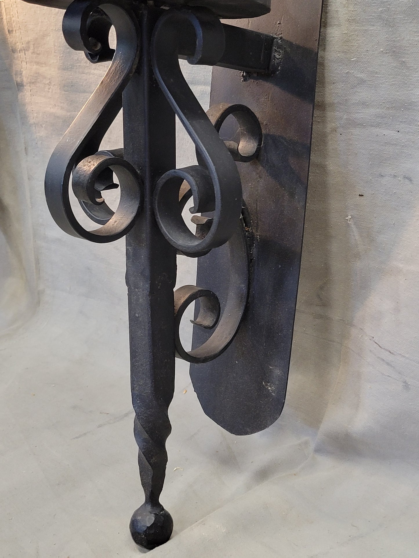 Vintage Spanish Revival Black Iron Wired Wall Sconces - a Pair