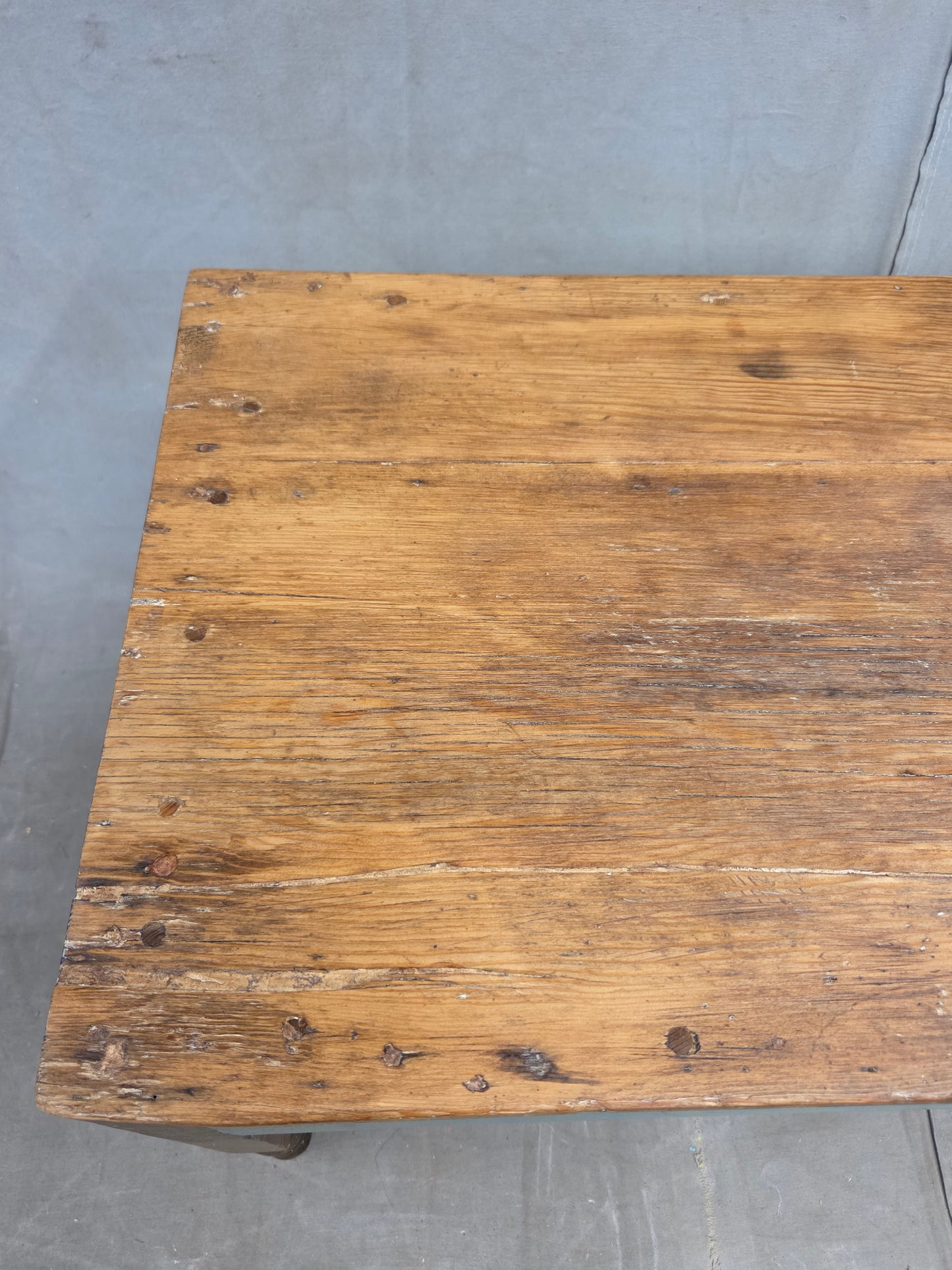 Vintage Rustic Southwestern Painted Pine Coffee Table