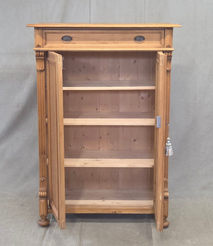 Vintage German Natural Pine Tall Cabinet Cupboard