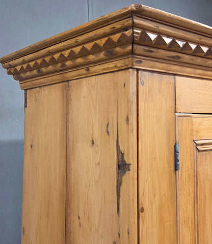 Antique 19th Century Irish Scrubbed Pine Linen Press Cabinet