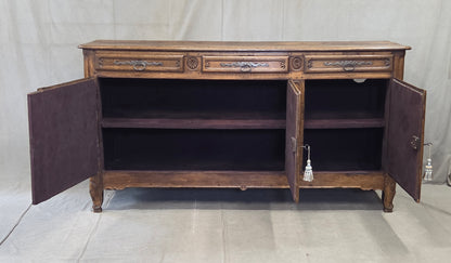 Antique 19th Century French Provincial Oak Buffet with Lined Interior