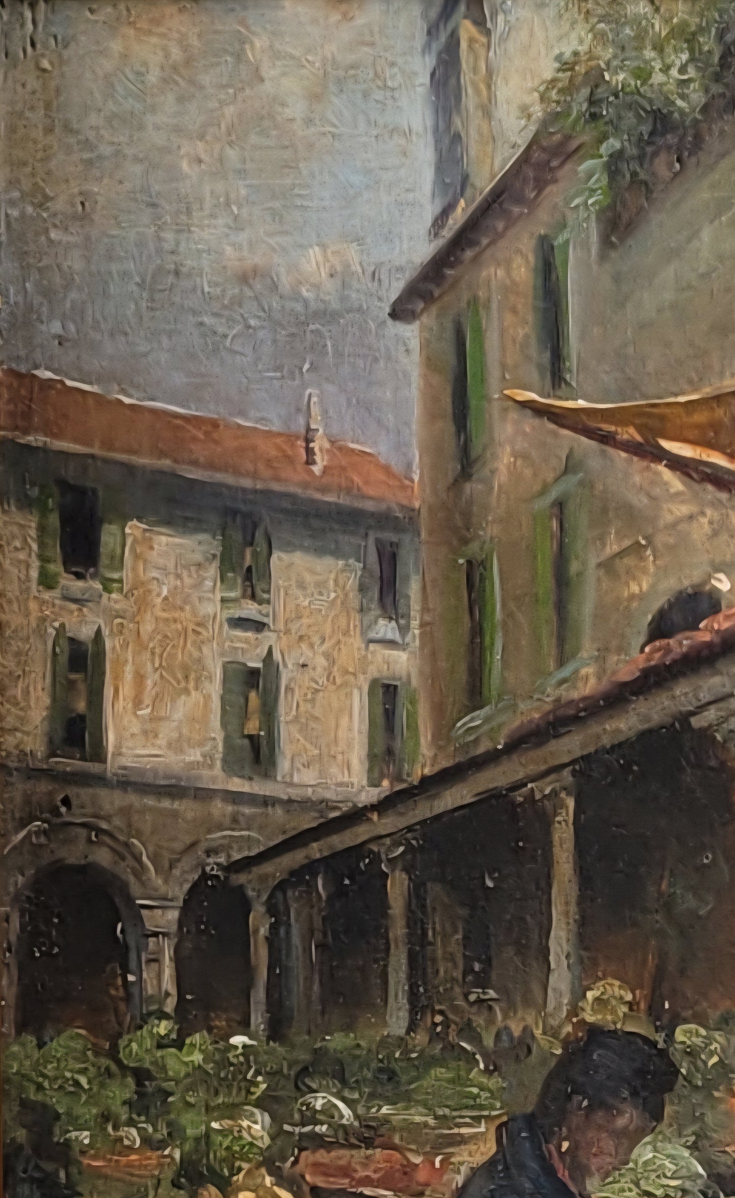 Antique Early 1900s Oil on Panel of a Venetian Market Scene by M.S. Loresen (?)