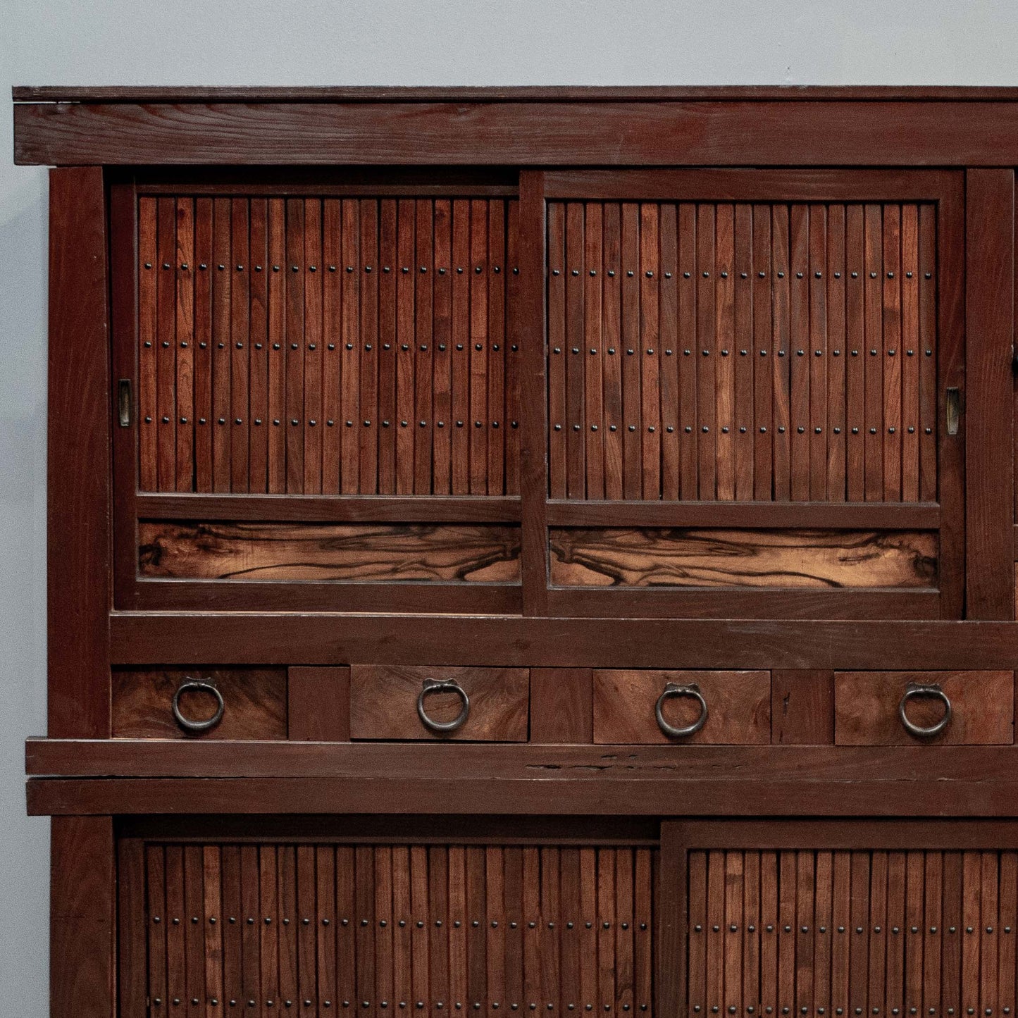 Antique Japanese Meiji Period Two Piece Tansu Chest (Goshu Mizuya)
