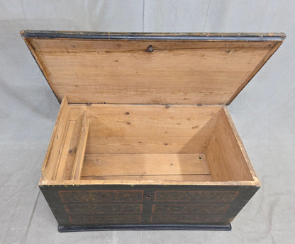 Antique European (German or Czechia) Pine Blanket Chest With Original Paint