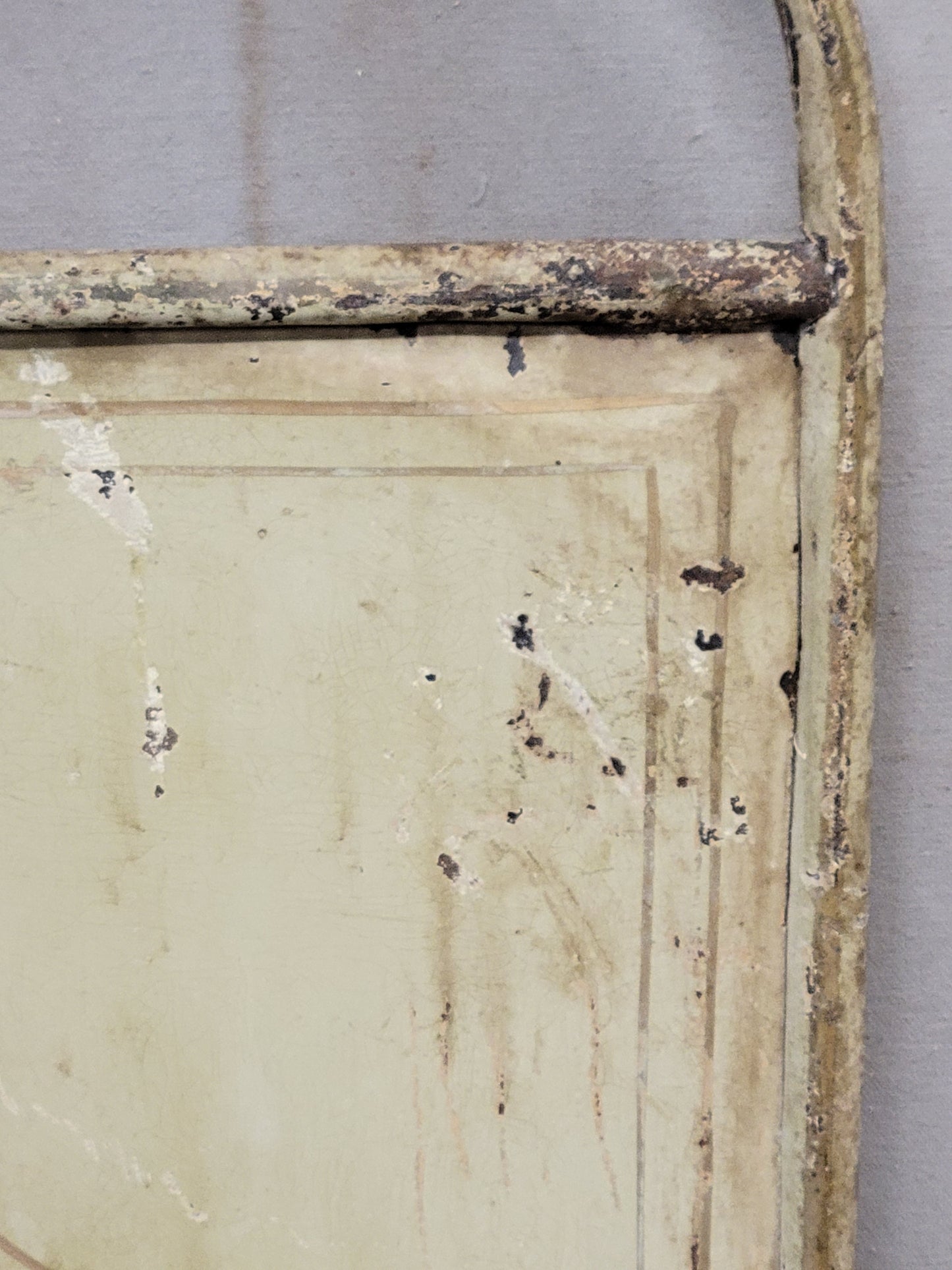 Antique French Art Nouveau Painted Iron and Brass Twin Headboard