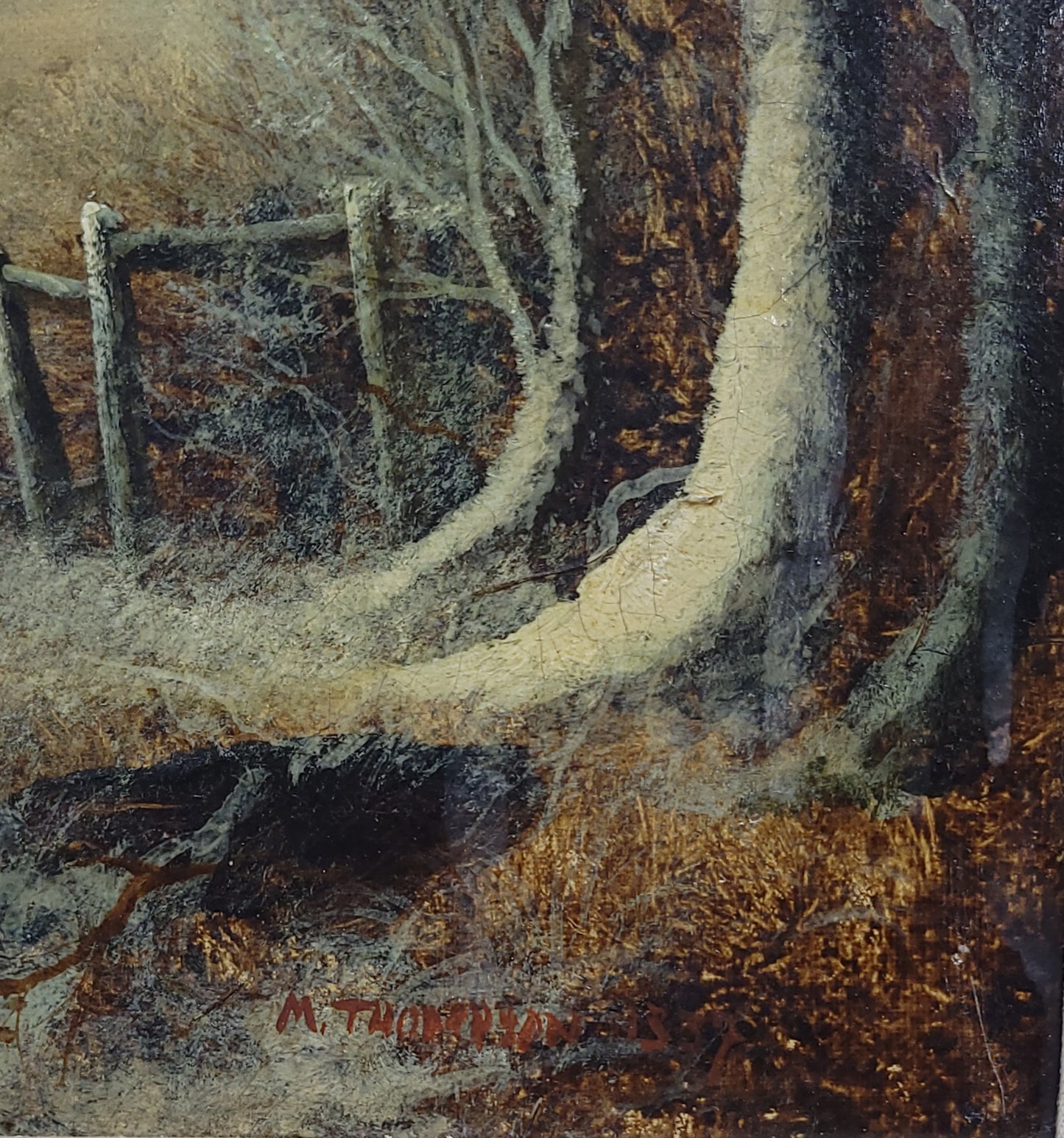 Old Mill Near Hergarmney by M. Thompson 1837, signed, oil on canvas painting