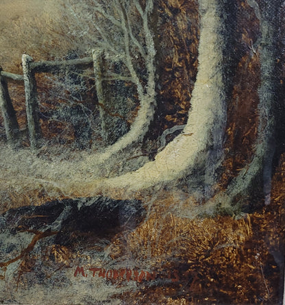 Old Mill Near Hergarmney by M. Thompson 1837, signed, oil on canvas painting