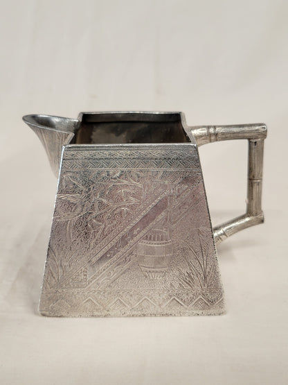 Antique James W. Tufts Boston Engraved Silverplate Aesthetic Movement Tea Set