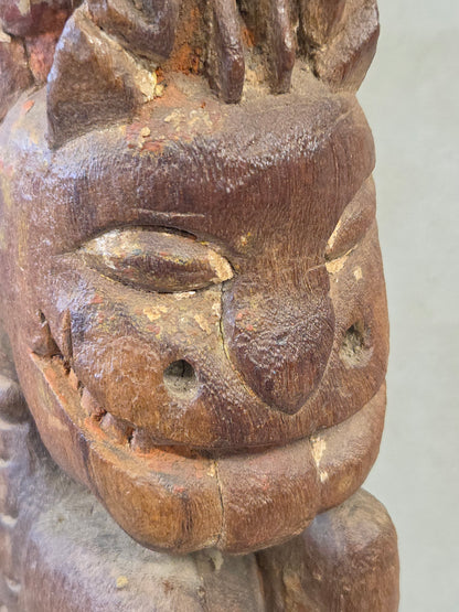 Antique Indian Hand Carved Naga Architectural Remnant on a Custom Metal Stand