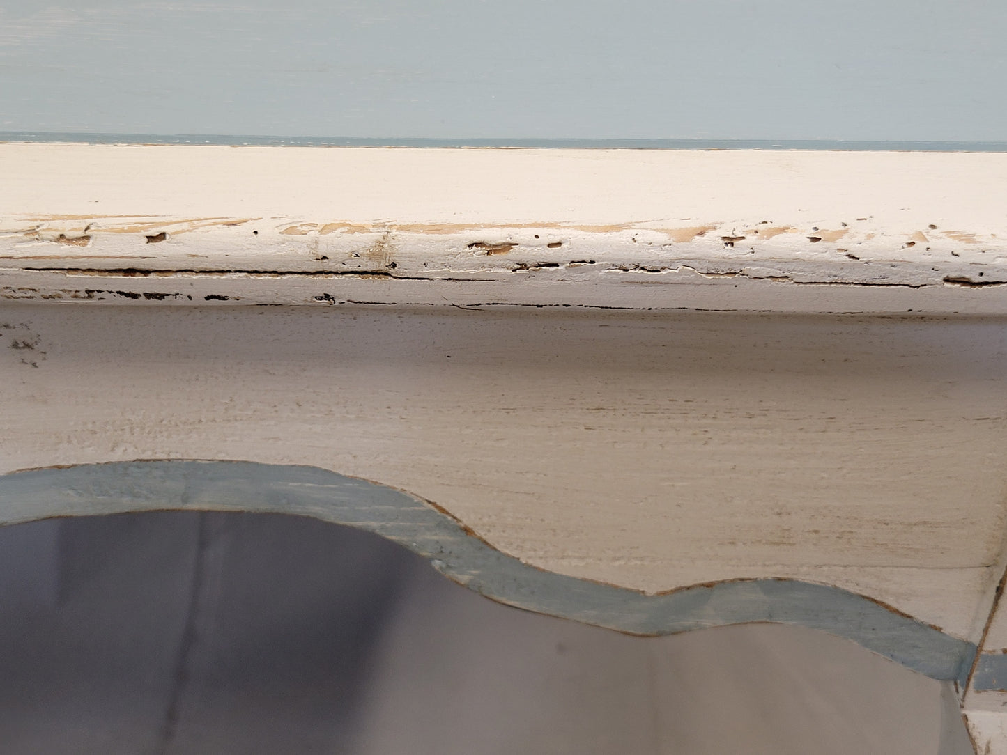 Vintage Pine French Style Painted Blue and White Desk