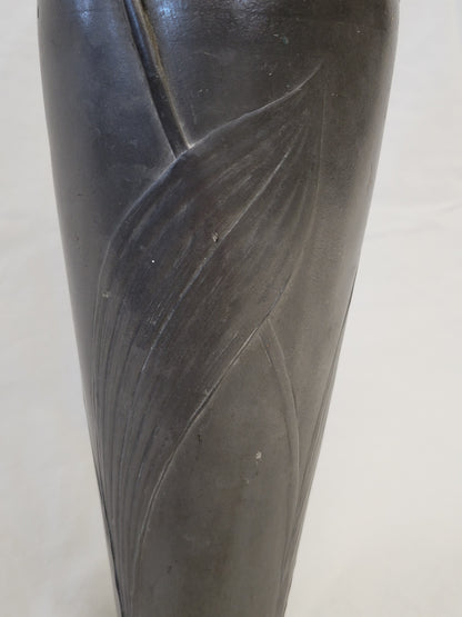 Antique Circa 1900 Art Nouveau Kayserzinn "4312" Pewter Vase With Lilies