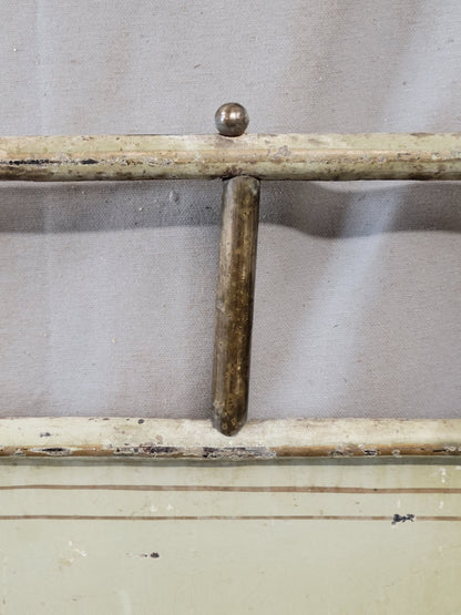 Antique French Art Nouveau Painted Iron and Brass Twin Headboard