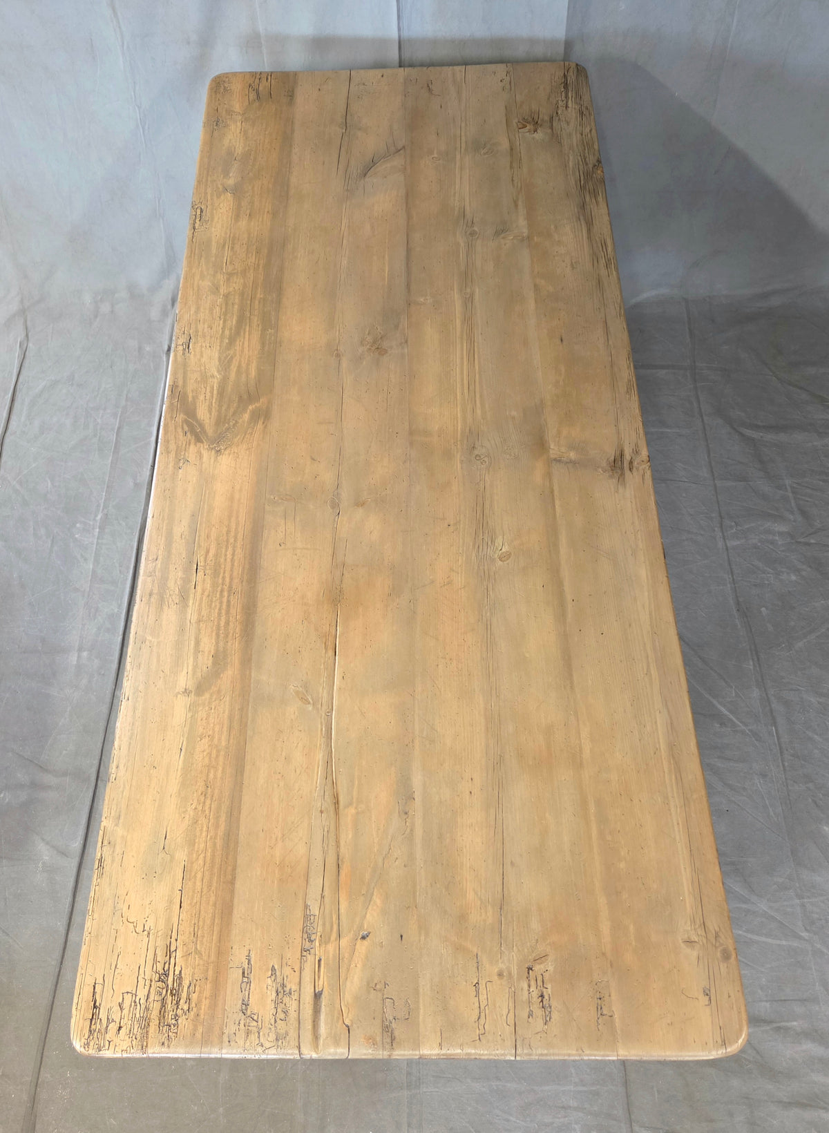Antique 1920s English Weathered Pine Farmhouse 7' Long Kitchen or Dining Table