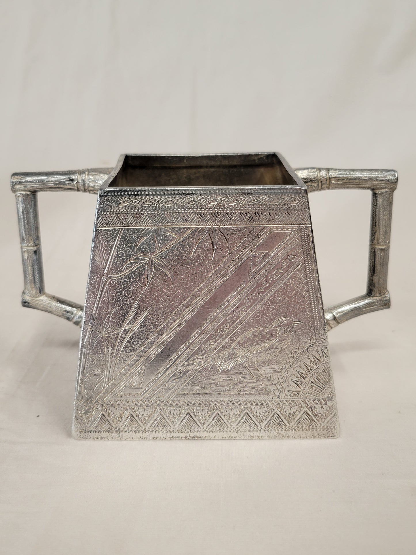 Antique James W. Tufts Boston Engraved Silverplate Aesthetic Movement Tea Set