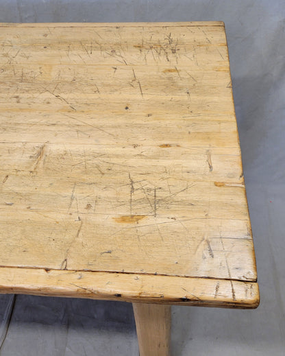 Antique Circa 1900 French Light / Bleached Pine Rustic Worktable Dining Table