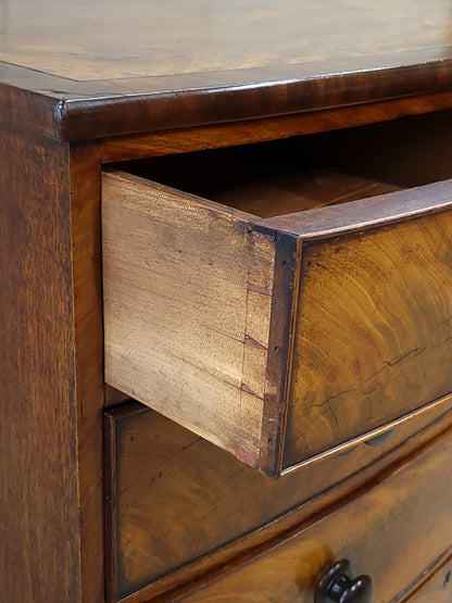 Antique English Edwardian Figured Mahogany Dresser With Original Knobs