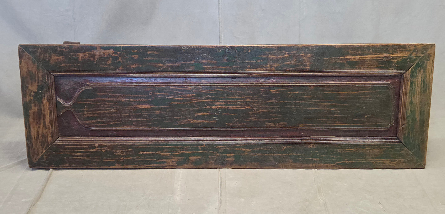 Vintage Teak Coffee Table Made From an Old Reclaimed Door With Green Paint