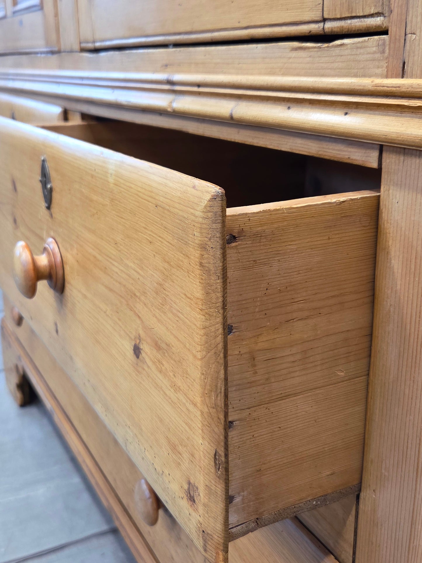 Antique 19th Century Irish Scrubbed Pine Linen Press Cabinet