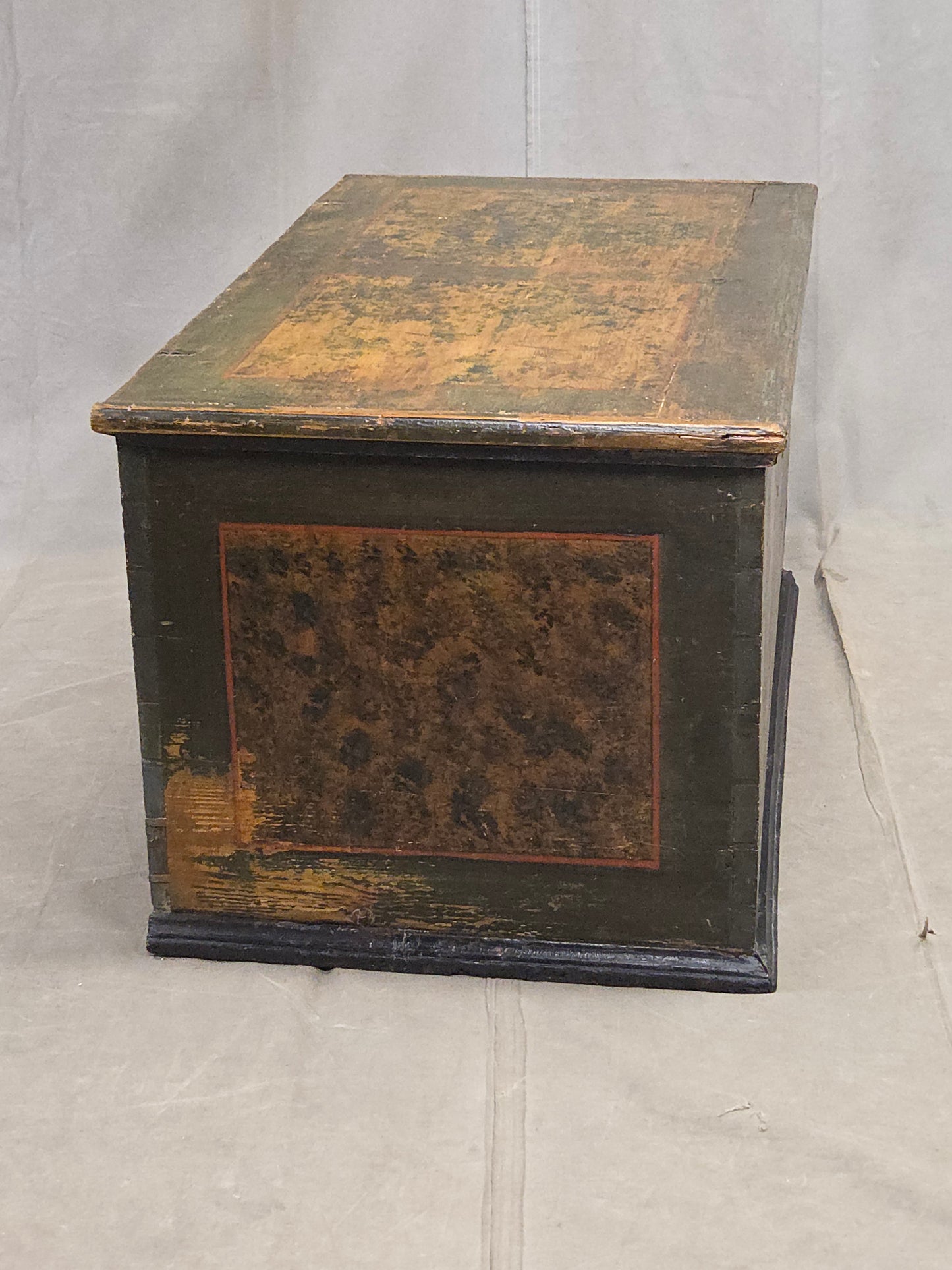 Antique European (German or Czechia) Pine Blanket Chest With Original Paint