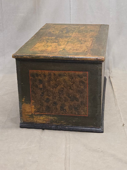 Antique European (German or Czechia) Pine Blanket Chest With Original Paint