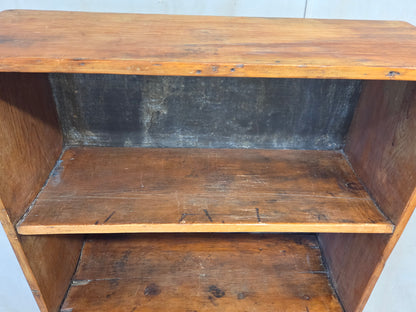 Vintage Rustic Primitive Handmade Pine Bookcase with Metal Backing