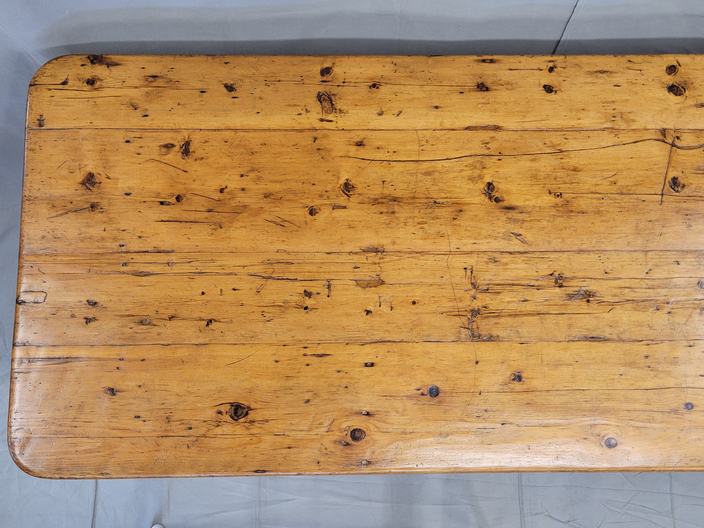 Vintage English Rustic Pine 8' Long Farmhouse Dining Table