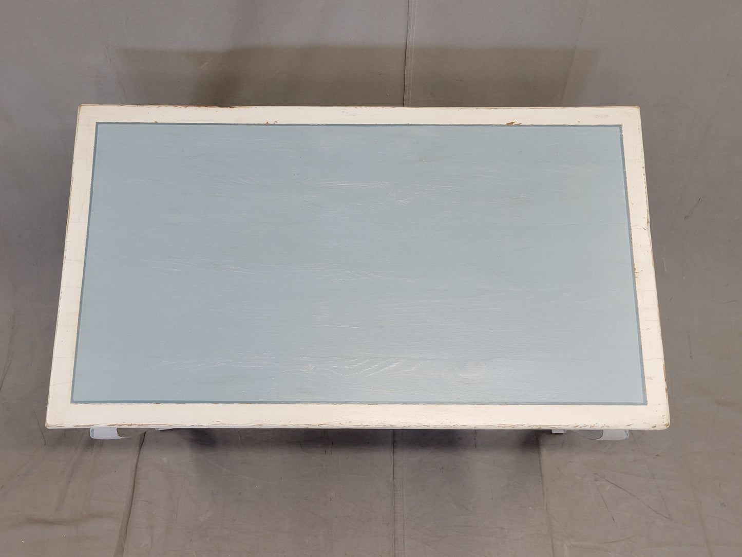 Vintage Pine French Style Painted Blue and White Desk