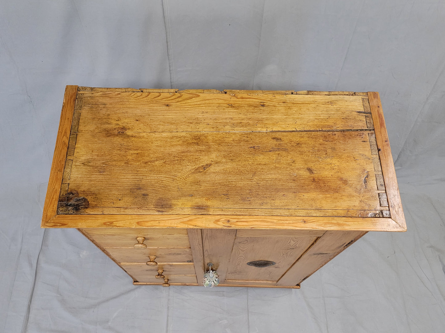 Antique Czech Pine Locking Pie or Larder Cabinet