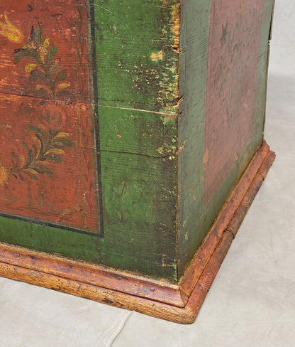 Antique Eastern European Pine Blanket Chest With Original Paint