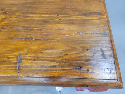 Antique European Pine Dresser With Red Distressed Paint and French Line Motif