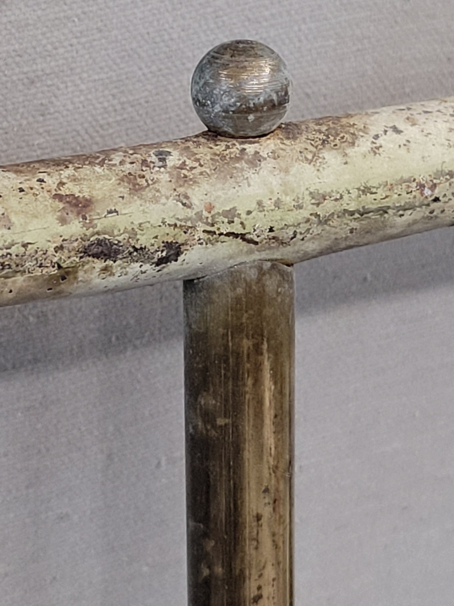 Antique French Art Nouveau Painted Iron and Brass Twin Headboard