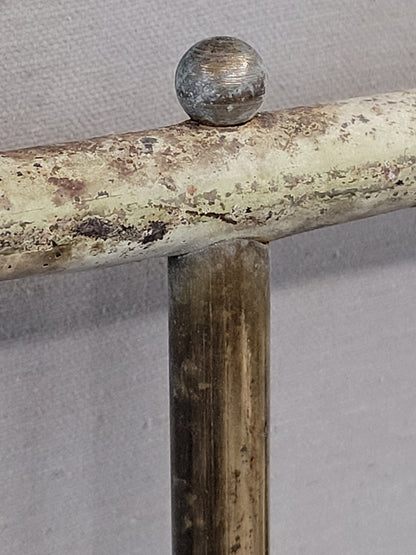 Antique French Art Nouveau Painted Iron and Brass Twin Headboard